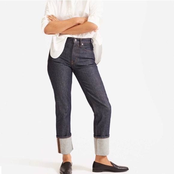 NEW • EVERLANE The High Rise Straight Jeans in Dark Rinse - Picture 4 of 9